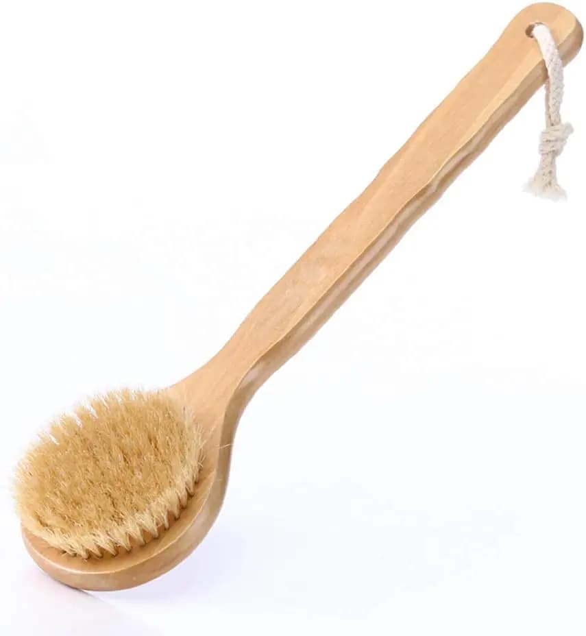 Brosse corporelle à long manche en poils de sanglier pour le brossage à sec et l'exfoliation de la p