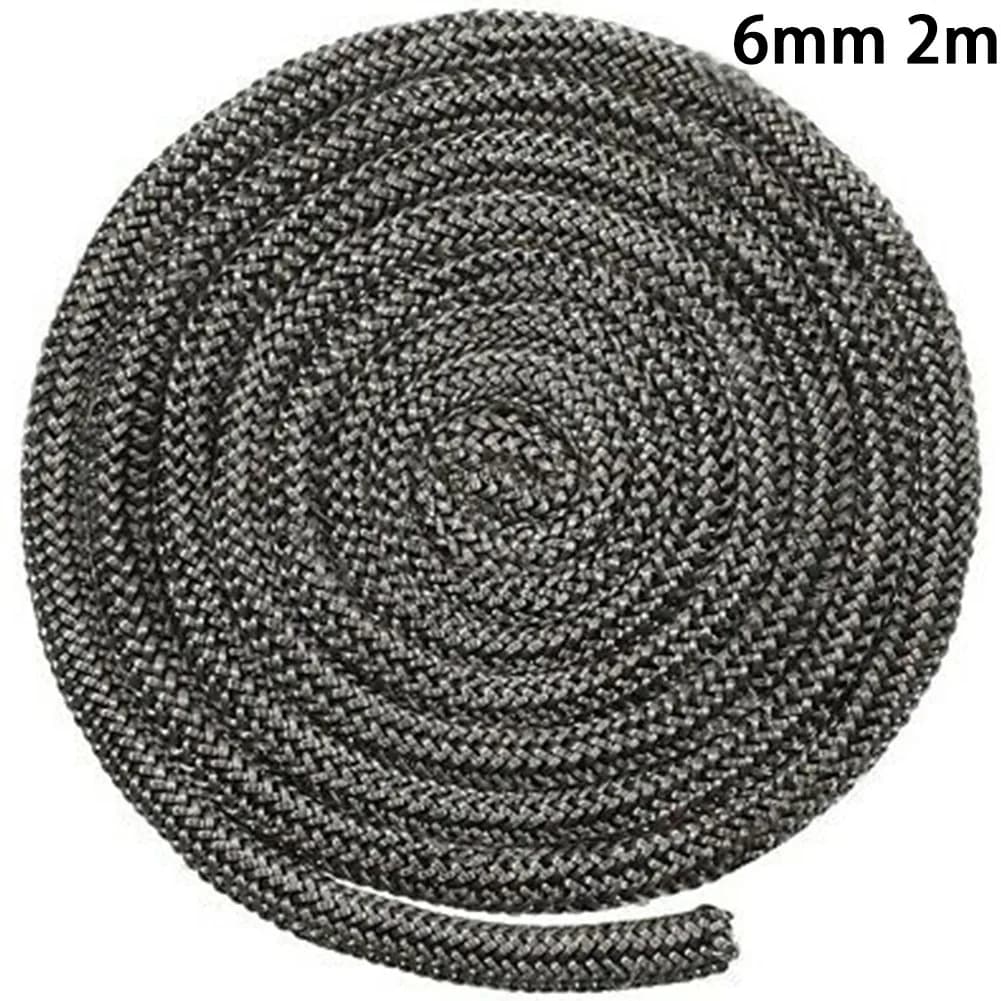 Corde à enquêter Noire pour Poêle à Bois, 6mm, 8mm, 2m de Longueur, Brûleur à Bûches, Joint de Porte