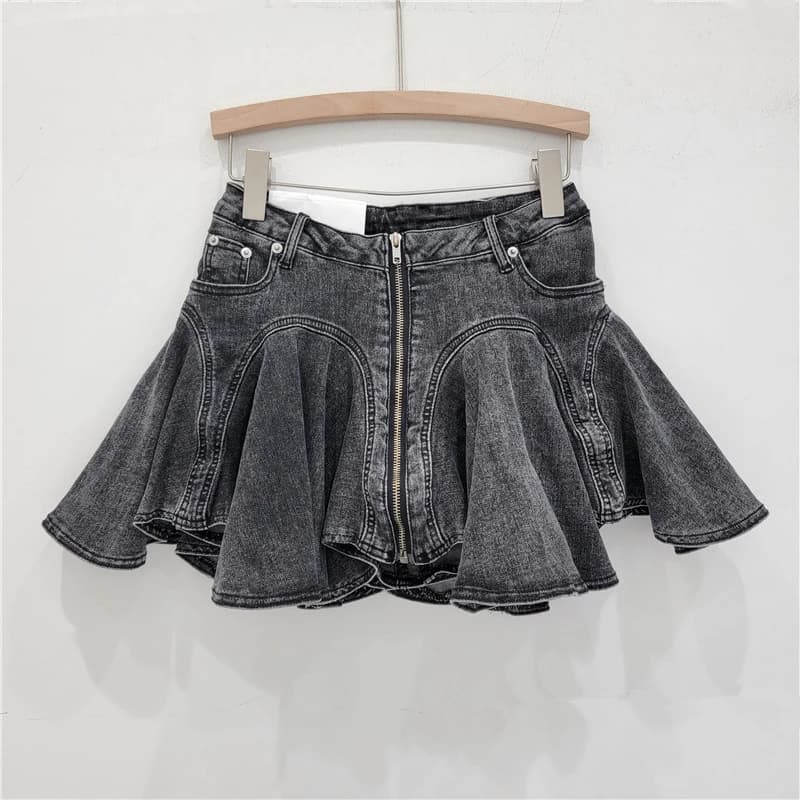 DEAT – jupes en Denim pour femmes, coupe 3D, bord à volants, nouvelle mode d'été 20224, fermeture éc