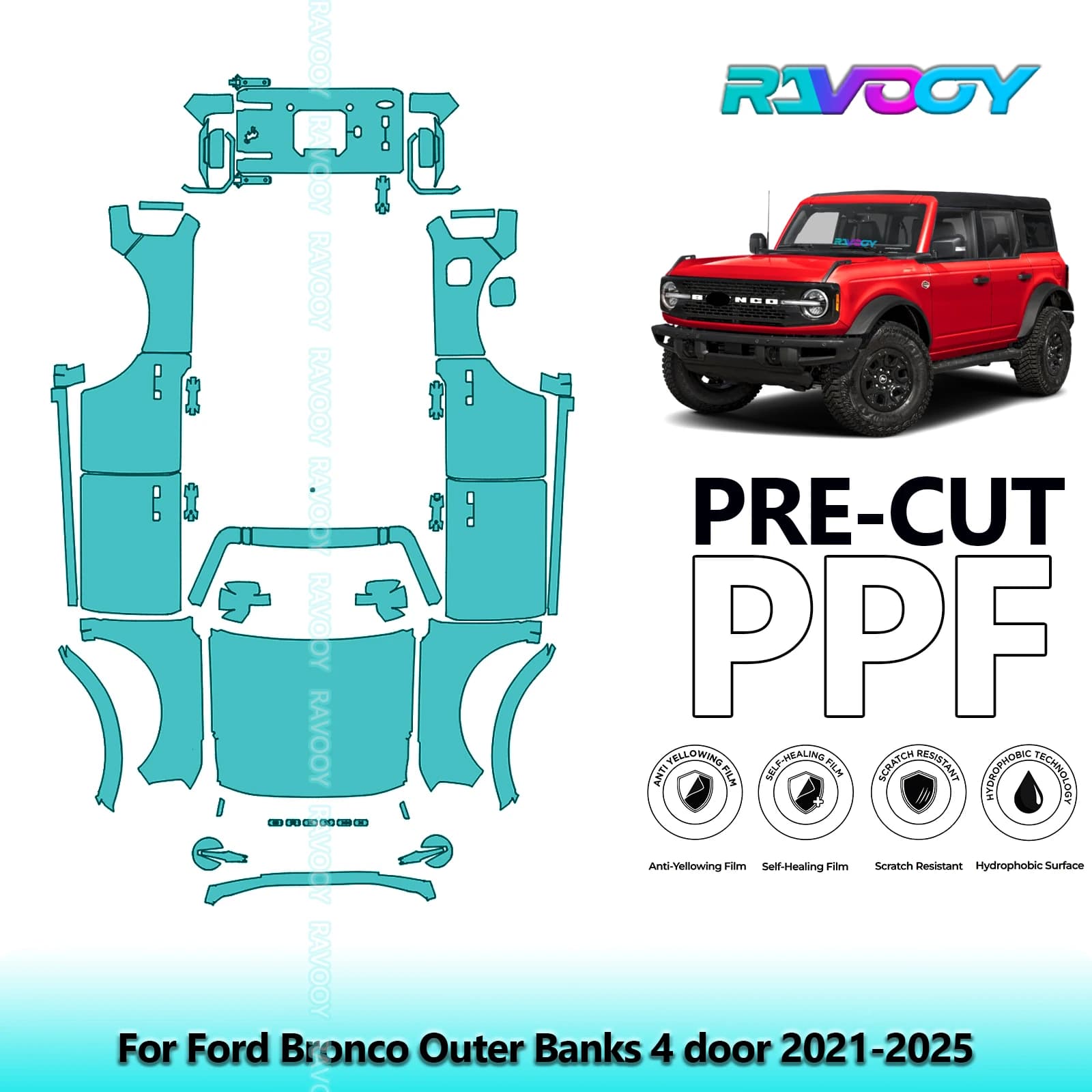 Véhicule complet de voiture pour Ford Bronco, banques extérieurs 4 portes 2021 – 2025