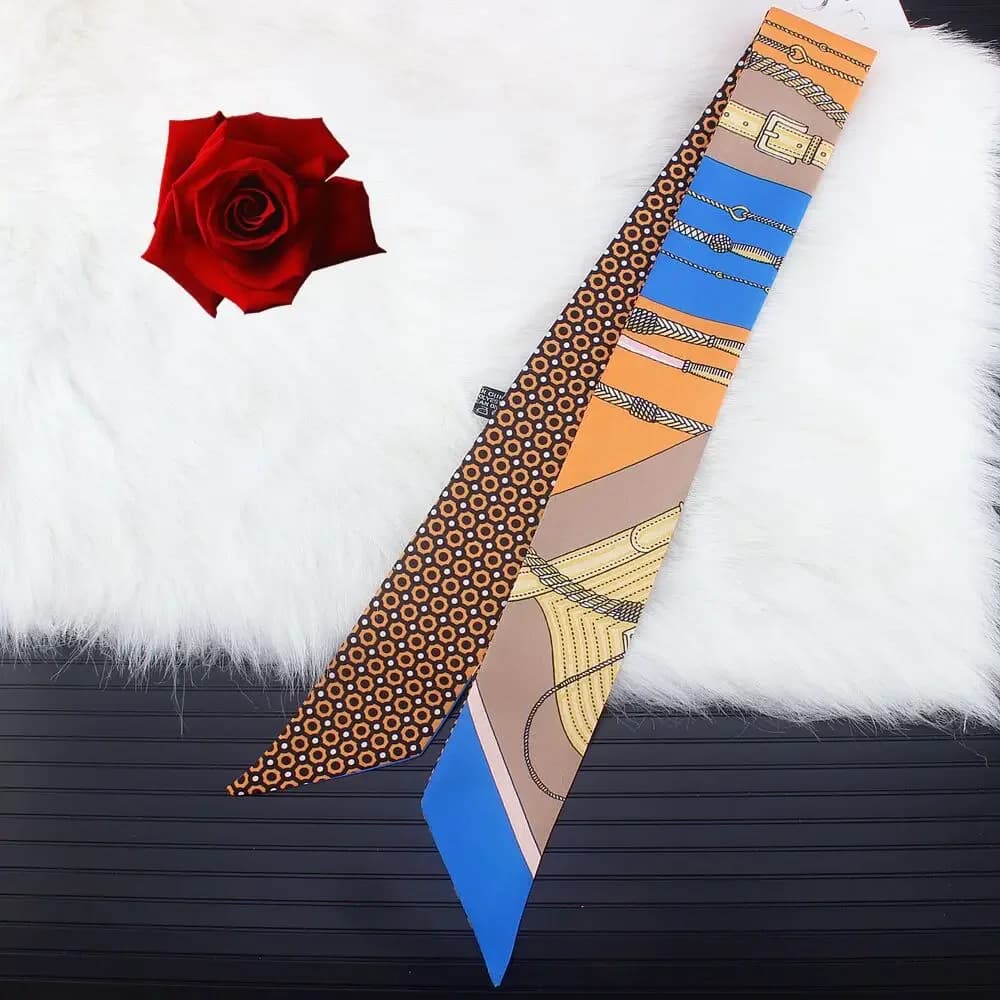 Foulard à ruban rétro pour femmes, bande Double face en sergé, décoration classique pour dames, long
