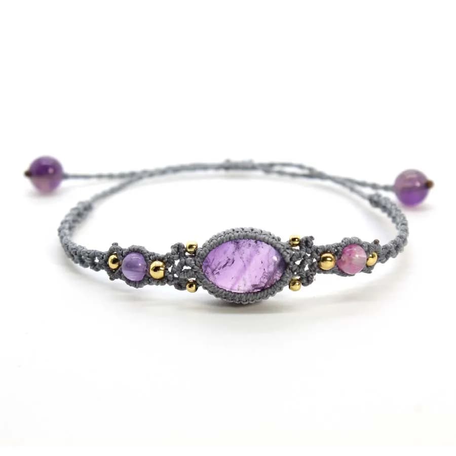 Bracelets en pierre de macramé tressée à la main pour femme, ULen cristal naturel, bracelet tressé, 