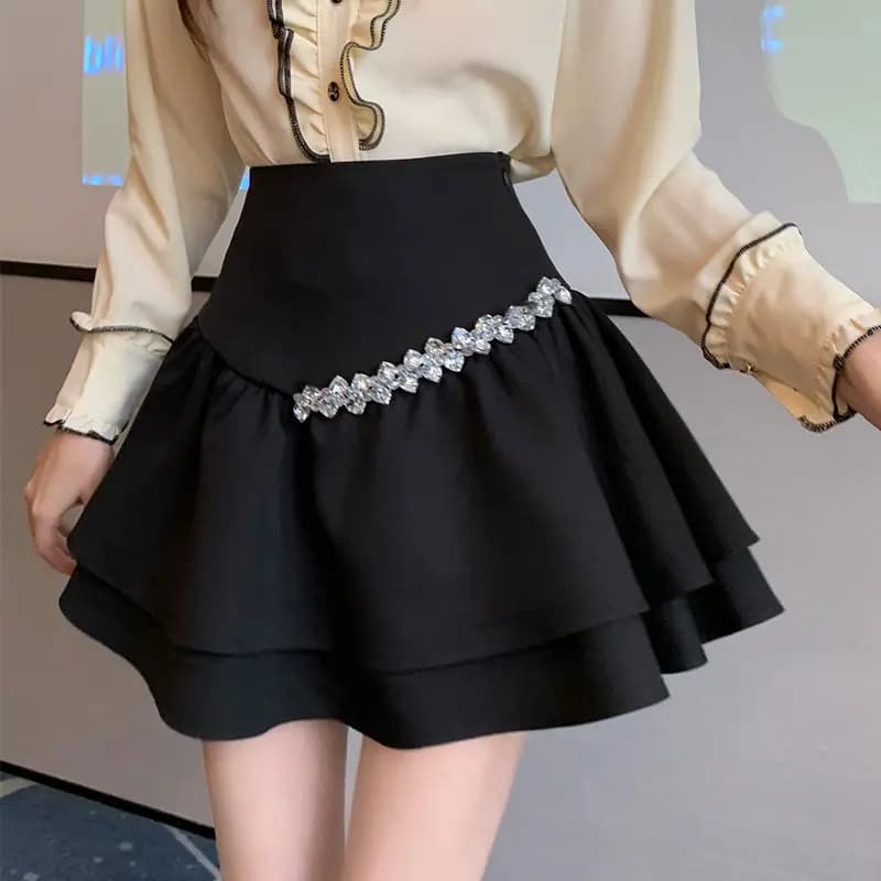Jupe Courte Plissée en Mousseline de Soie pour Femme, Mini pouvez-vous aru Sexy, Taille Haute, à Vol