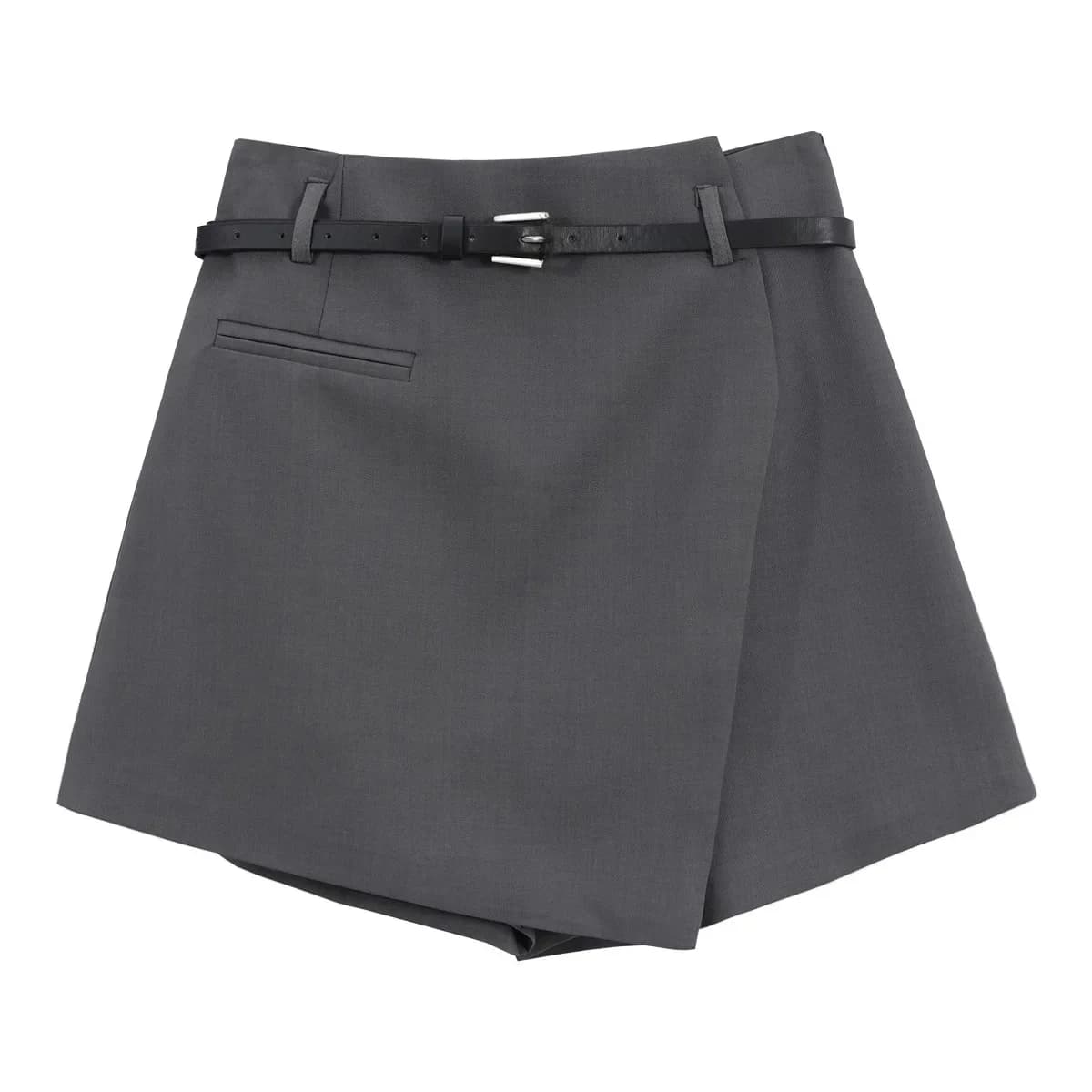 Jupe courte trapèze grise pour femme, taille haute, décontractée, coupe large, style printemps-autom