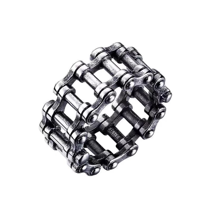 Anneau de chaîne de vélo gothique pour hommes, bijoux de Style moto Punk Rock Vintage, anneau à mail