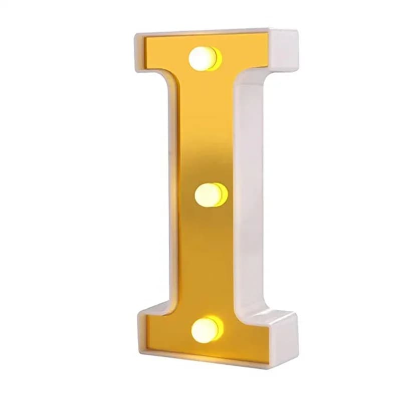 Lettres lumineuses dorées de 16CM, 26 lettres anglaises avec lumières, lampe à batterie créative ave