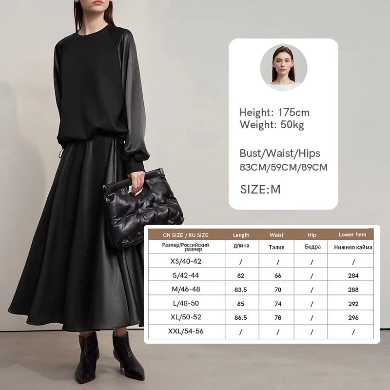 AMII femmes jupe ample longue a-jupe Satin jupes pour femmes 2025 automne nouveau minimaliste couleu