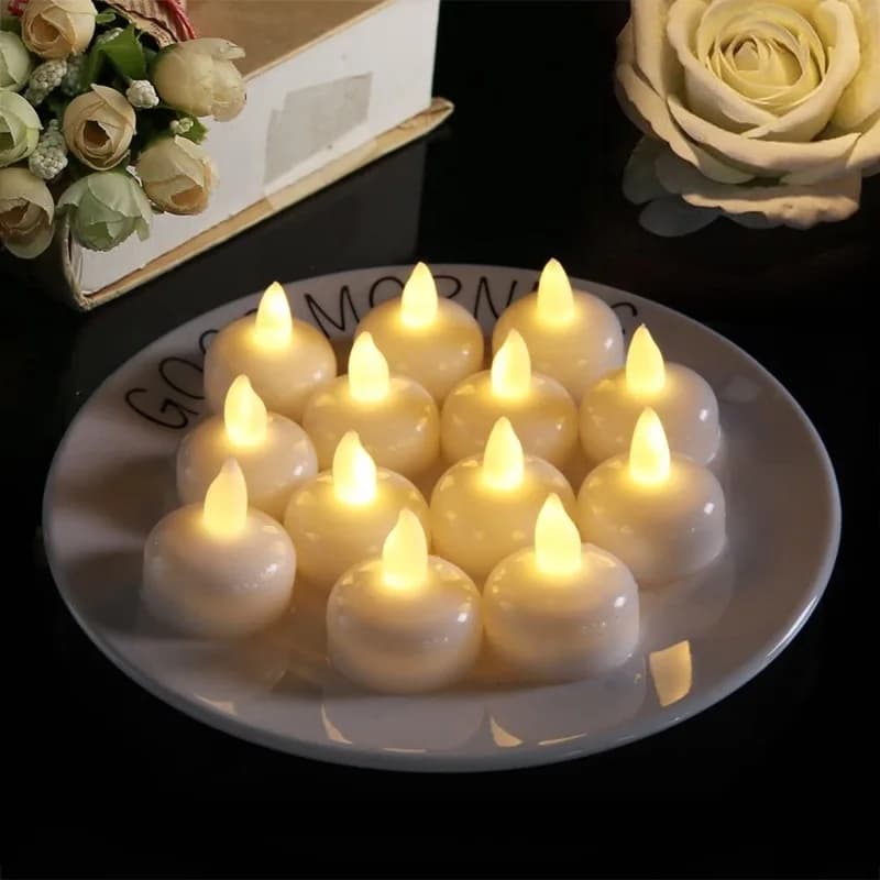 Bougies flottantes électroniques LED, 12 pièces, alimentées par batterie, photophore à flotteur sur 