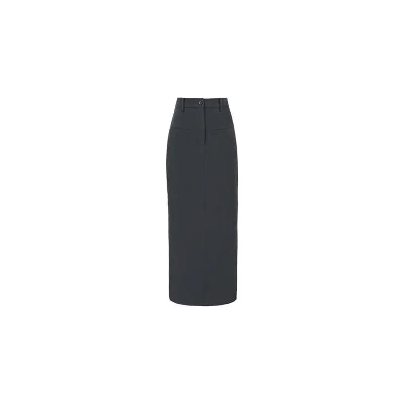 Jupes longues pour femmes, vêtements minimalistes, fente latérale, tempérament pur, élégant, Vintage