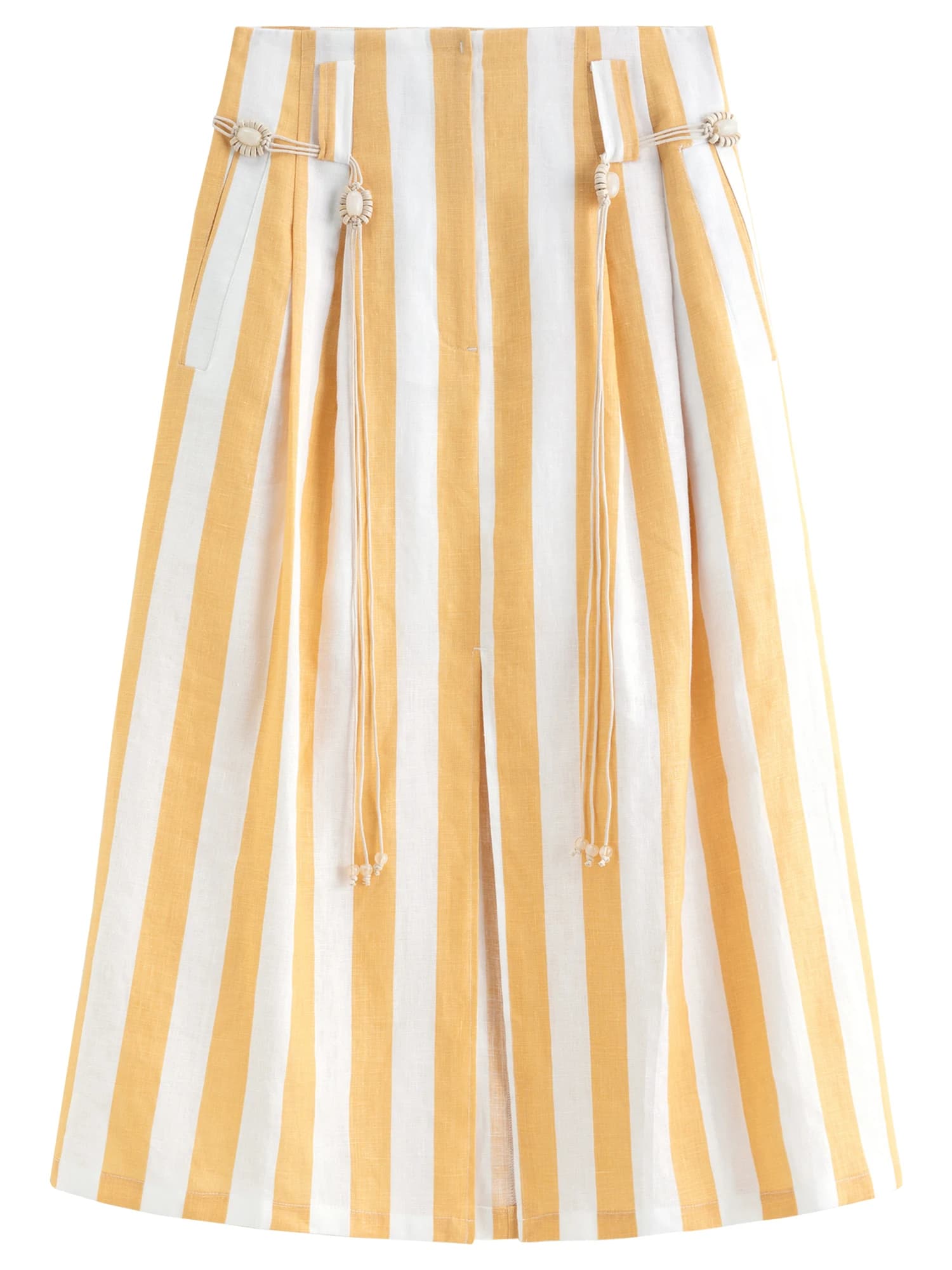 Jupe mini trapèze rayée citron et blanc FSLE 2026 pour femme - Style fluide décontracté inspiré de l