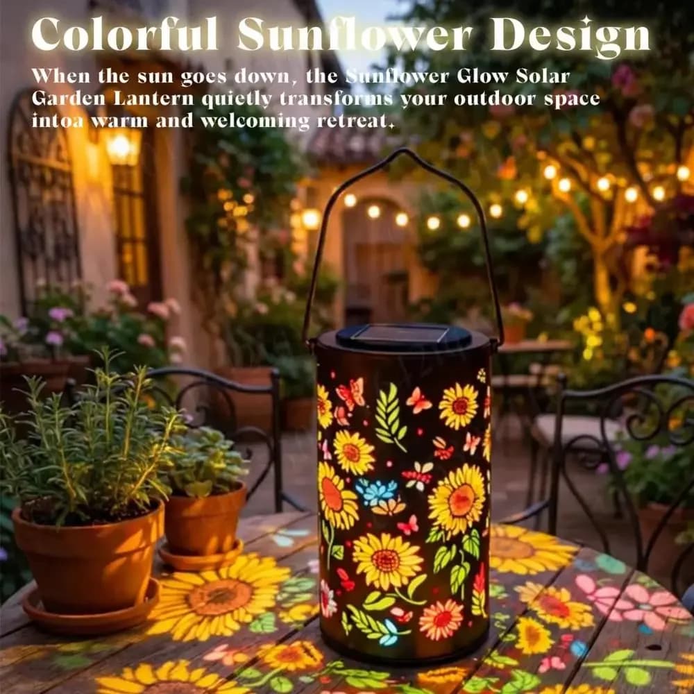 Lanterne solaire de jardin en forme de tournesol coloré, à suspendre en extérieur, avec LED et desig