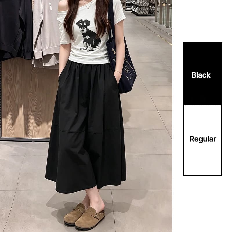 Jupes longues en coton et lin de style japonais pour femmes, jupe plissée à taille haute, coupe évas