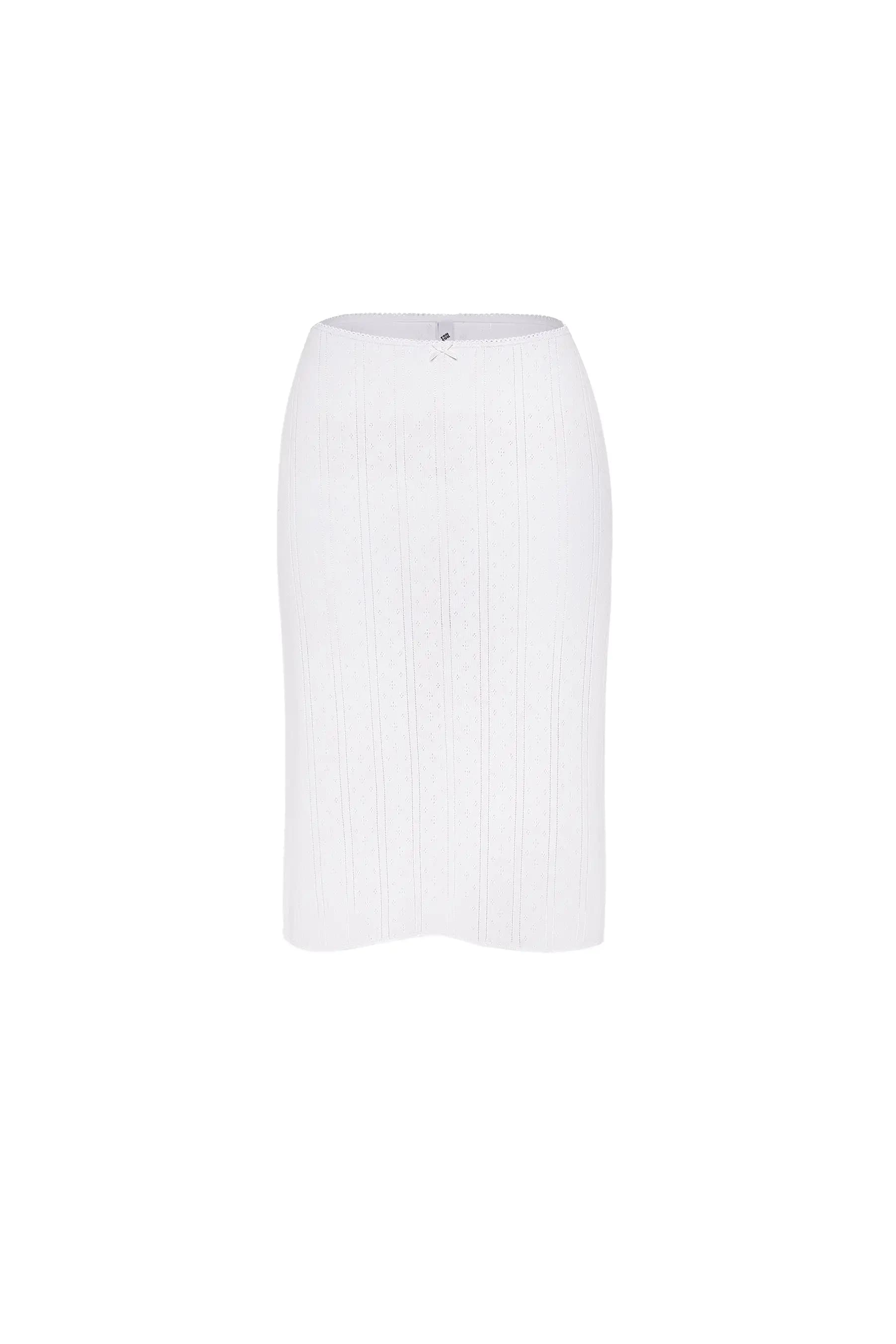 COUCOU jupe slim mi-longue jupe à nœud bicolore en pur coton noir et blanc