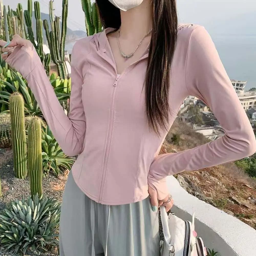Sweat-shirt à capuche anti-UV pour l'été, manches longues, protection solaire, couleur unie, respira