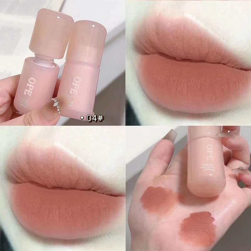 Matte Lip Mud OPE Nude Apricot Long Lasting Waterproof Velvet Smudge Proof Creamy Lip Gloss