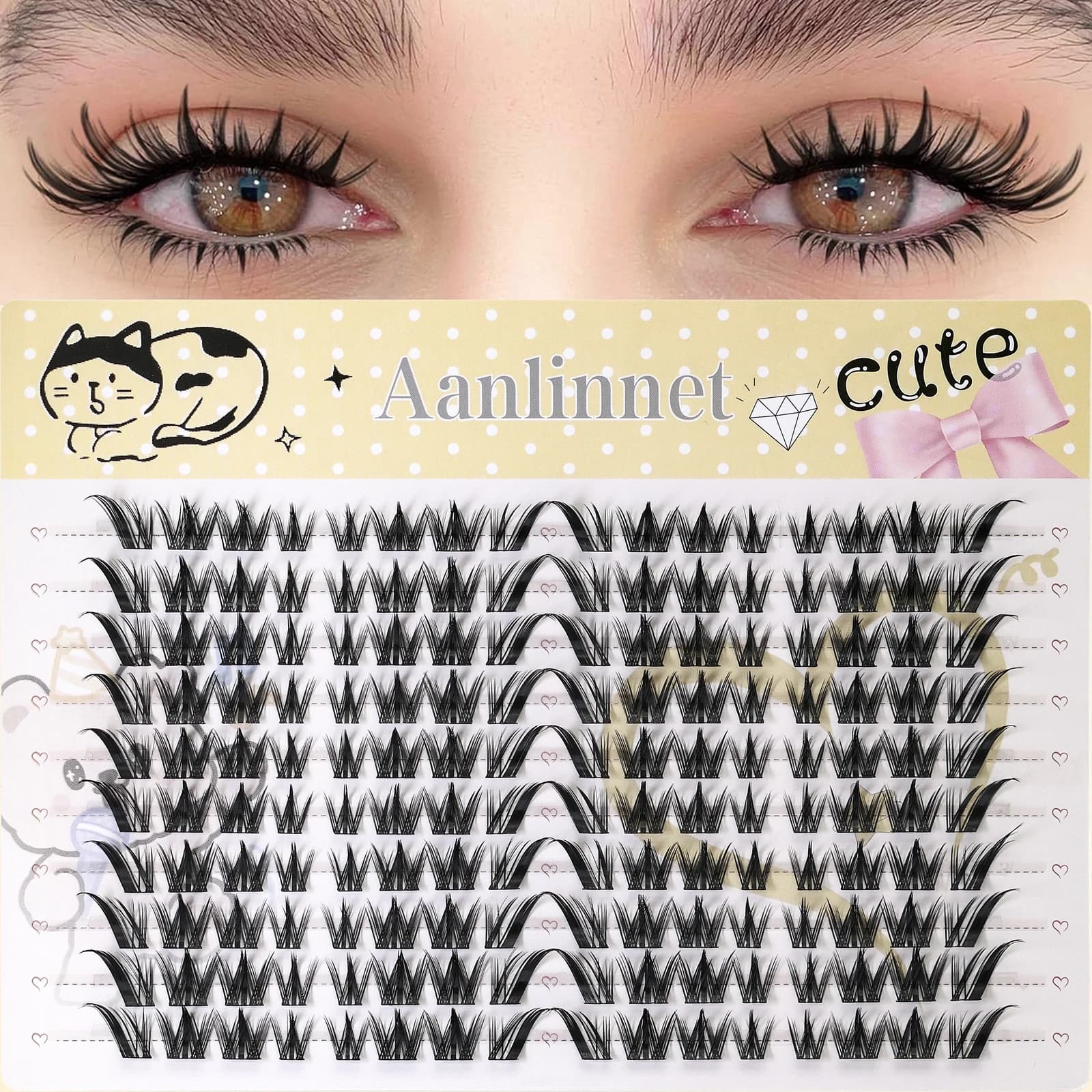 Extensions de cils naturelles à 20 rangées, grande capacité, faites à la main, pour greffe, longue d
