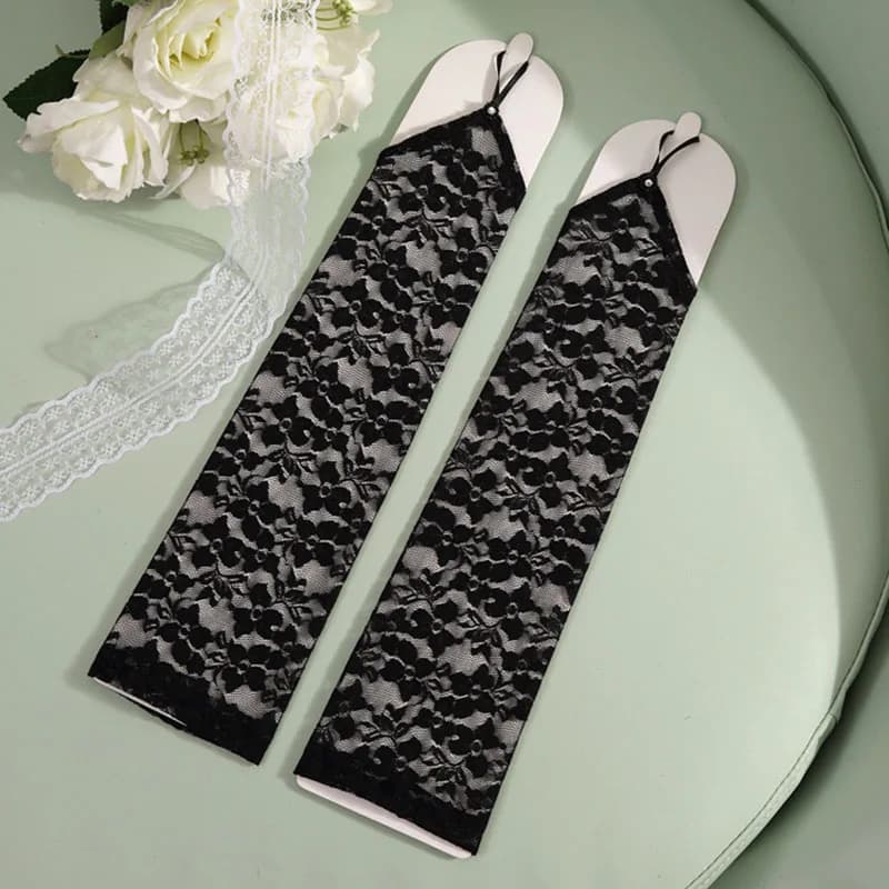 Gants en dentelle sans doigts pour femmes, robe de paupières sexy, chauffe-bras pour filles, manchet