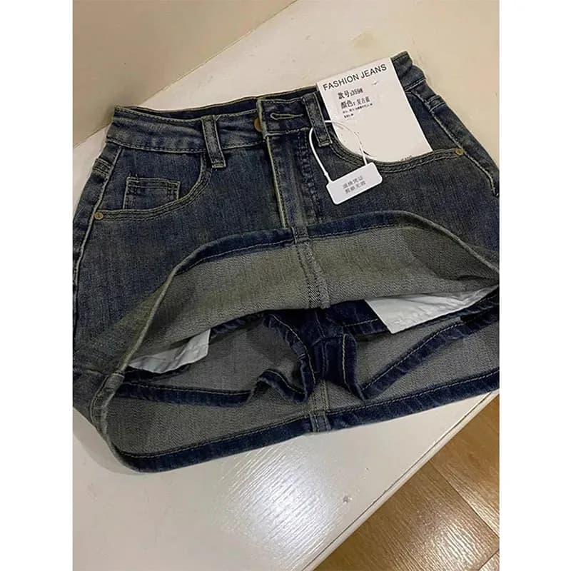 Jupe en jean bleu Vintage pour femmes, taille haute coréenne, Sexy, Slim Fit, Mini jupes pour dames,