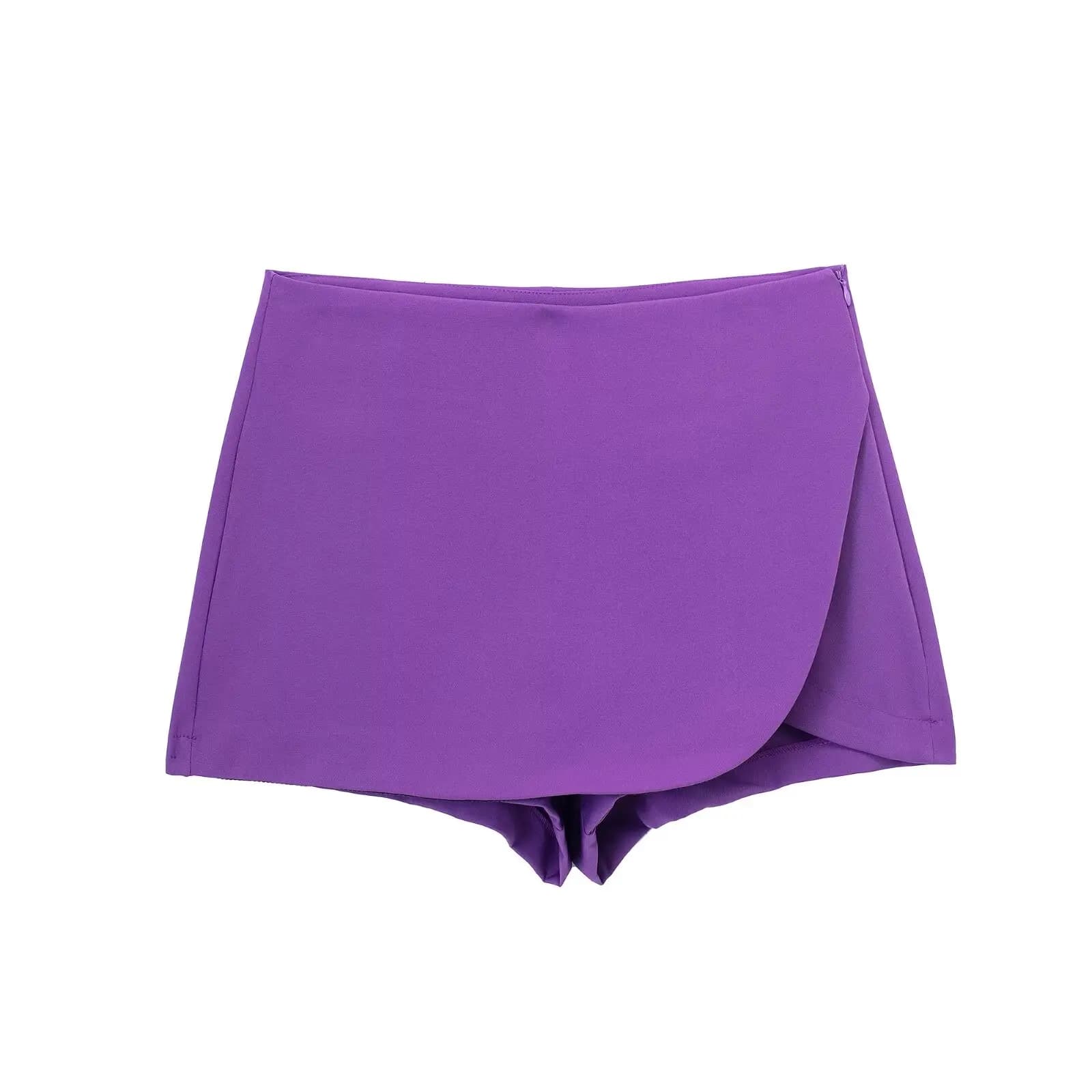DUOPERI femmes mode plaine asymétrique jupe Style Shorts femme Chic élégant doux dame décontracté ju
