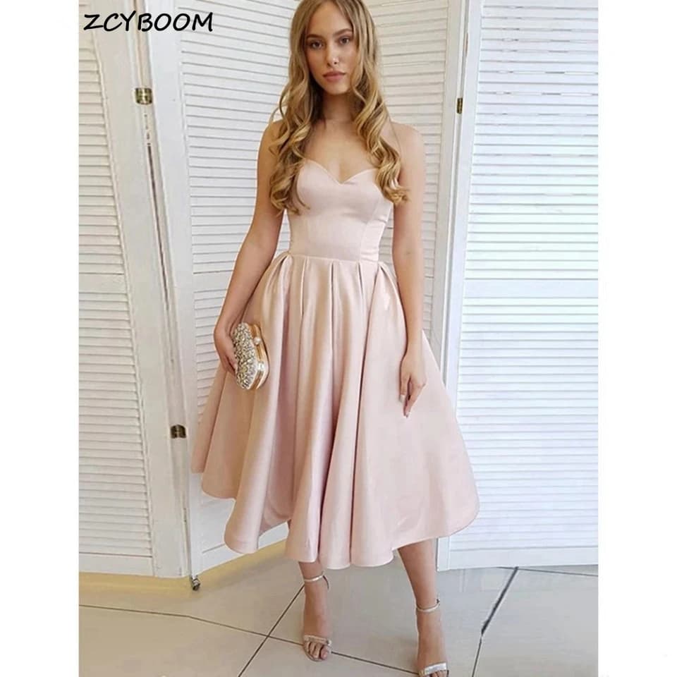 Robes de cocktail rose clair 2026 en satin pour soirée formelle, robe de bal pour femme, robe de soi