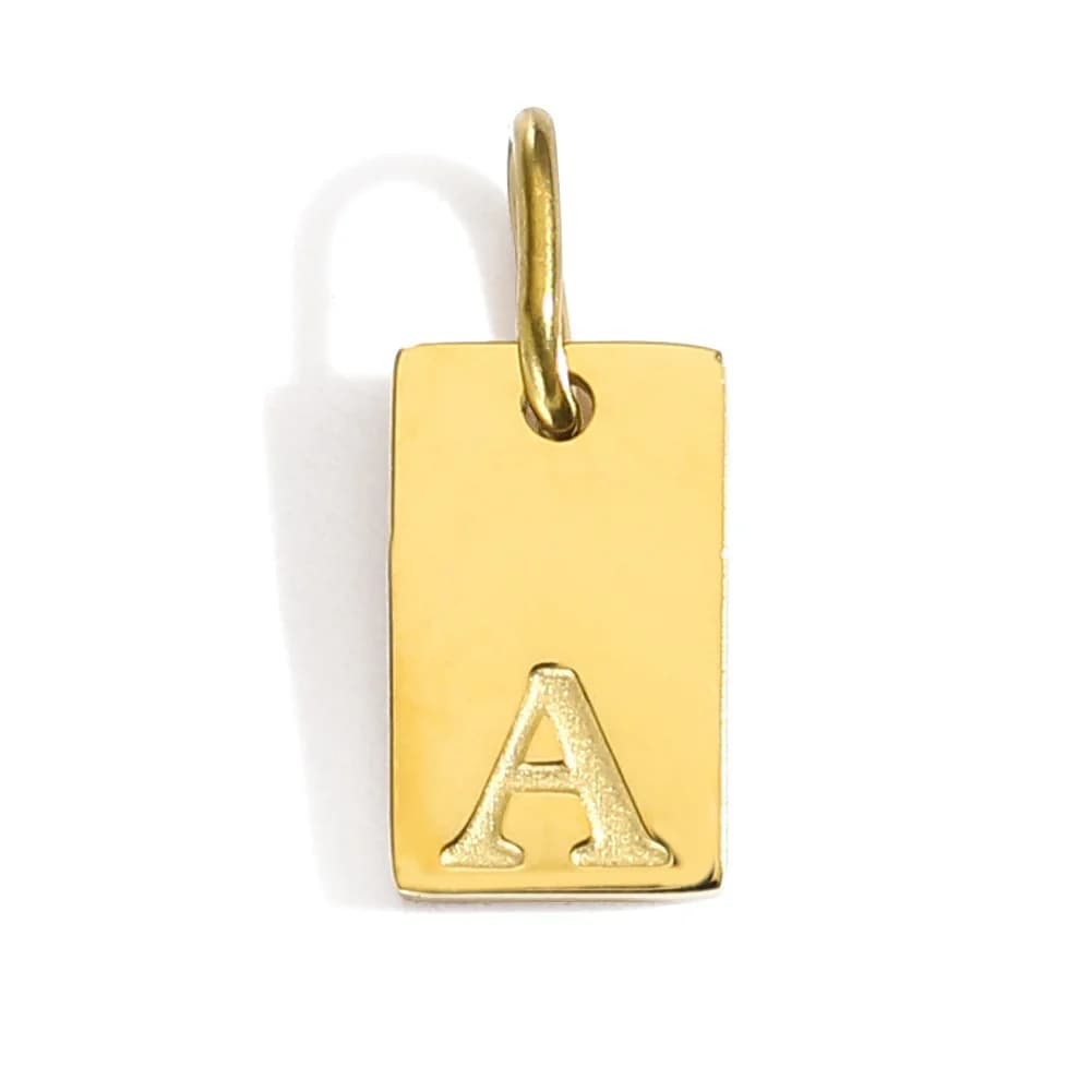 Pendentif carré en acier inoxydable poli, couleur or, 26 lettres, Bracelet, collier pour animaux de 