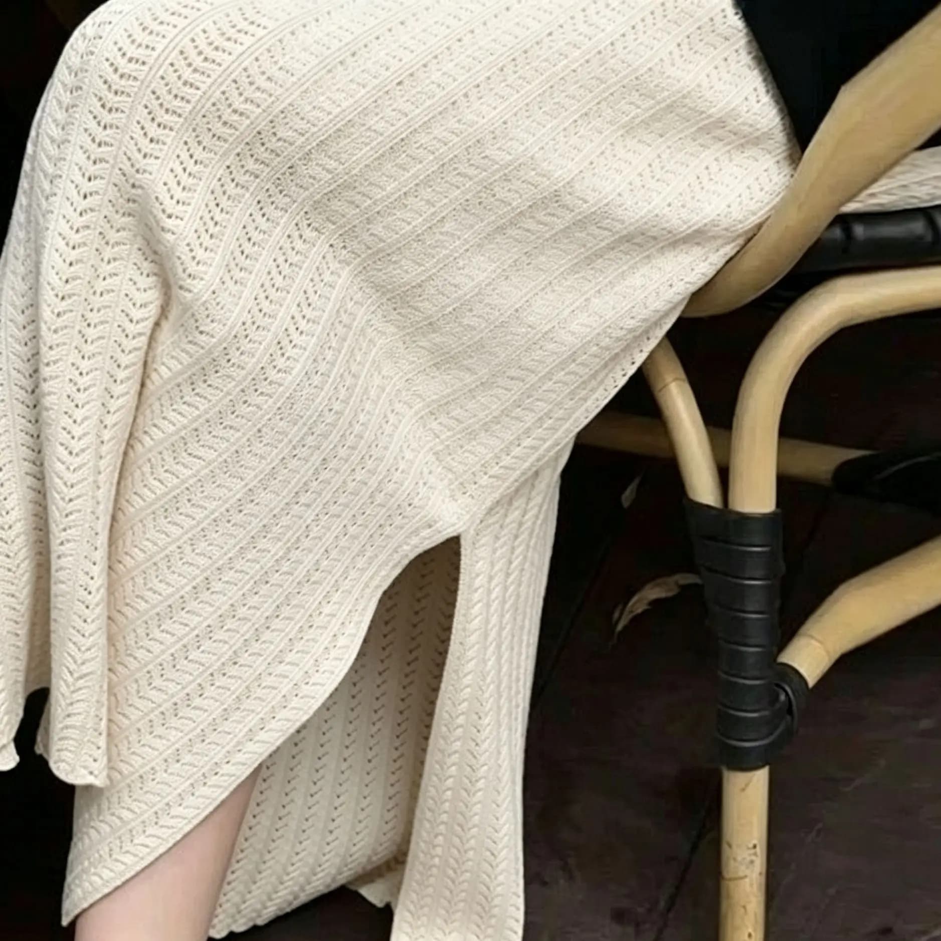 Jupe tricotée d'été fraîche, Printemps-Été 2026, Taille élastique, Élégante, Simple, Polyvalente, Fe