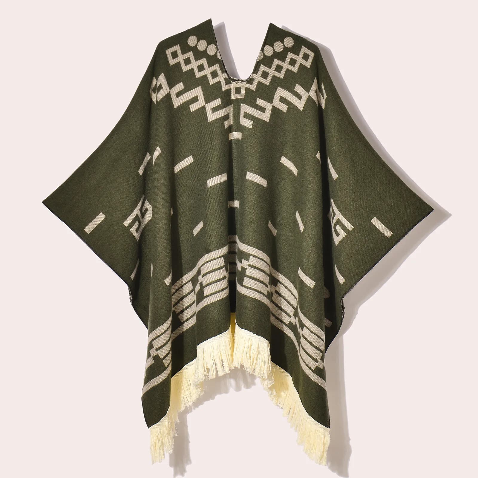 Poncho de voyage pour femmes, châle, Style ethnique, glands, Cape à capuche, Jacquard chaud d'hiver,