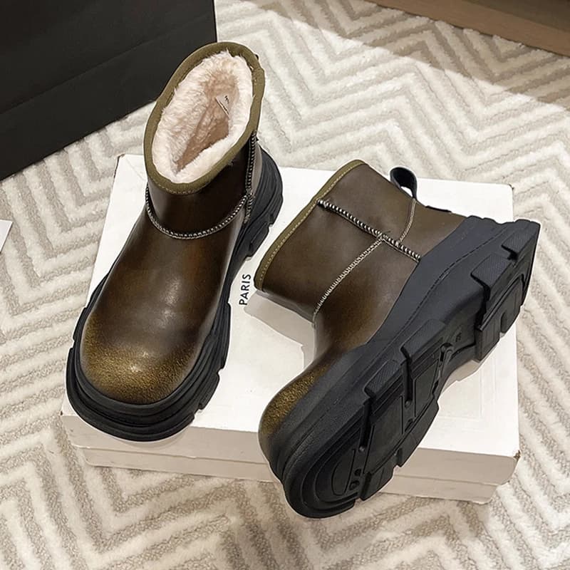 Bottines d'hiver pour femmes décontracté mode chaussures plates plate-forme bottes d'hiver chaudes n