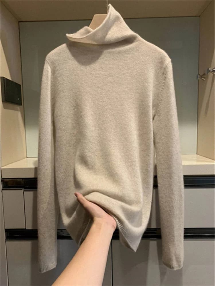 Pull en cachemire pour femme, chemise à col roulé en tricot pur cachemire 100%, pull d'automne et d'