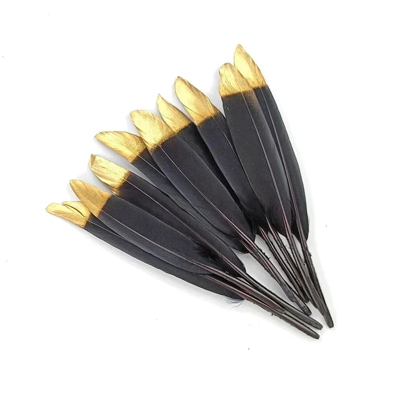 20 pièces/lot de plumes de canard et d'oie dorées et noires pour l'artisanat, la décoration DIY, les