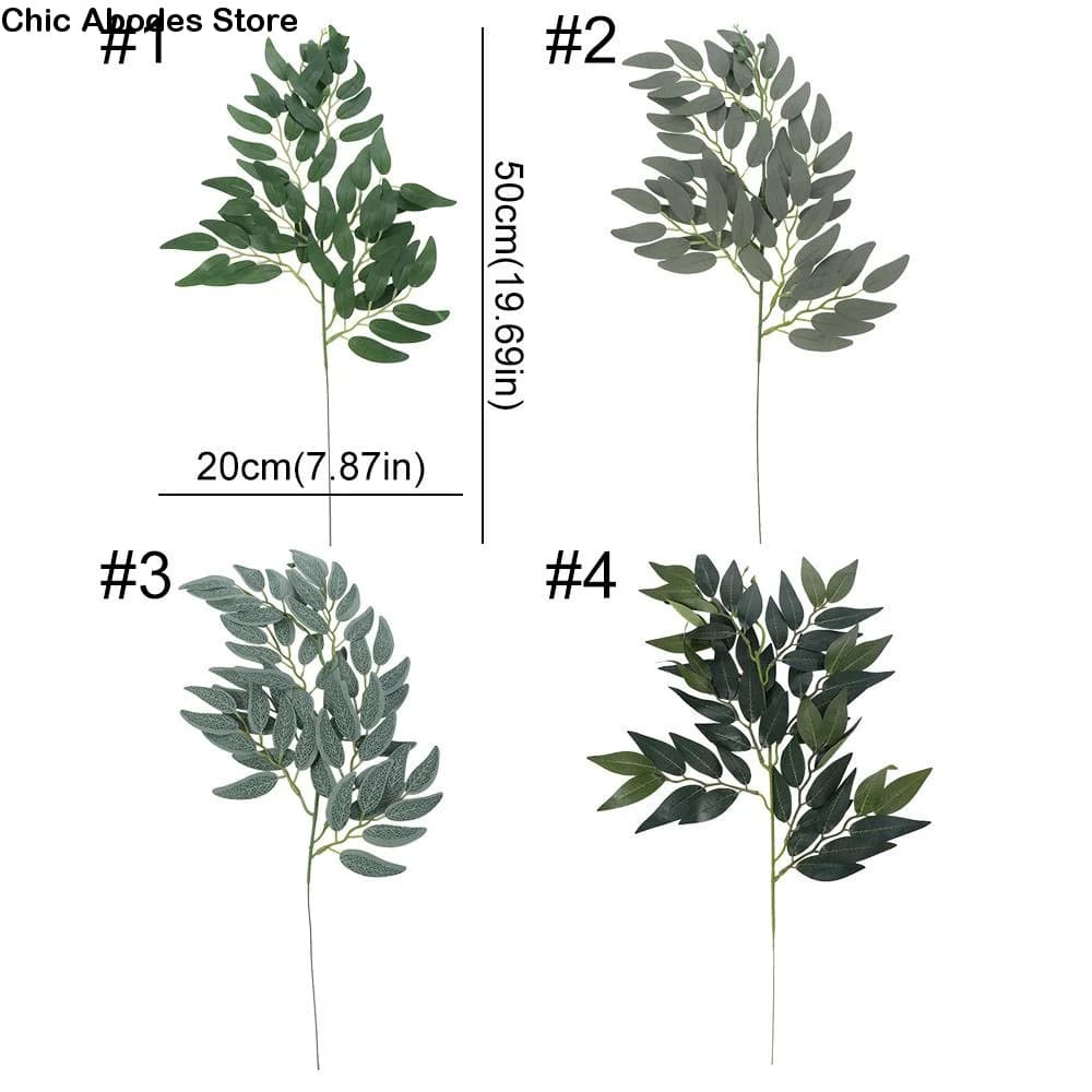 Longues feuilles et branches de saule artificielles, toucher réel, en soie, faites à la main, élégan