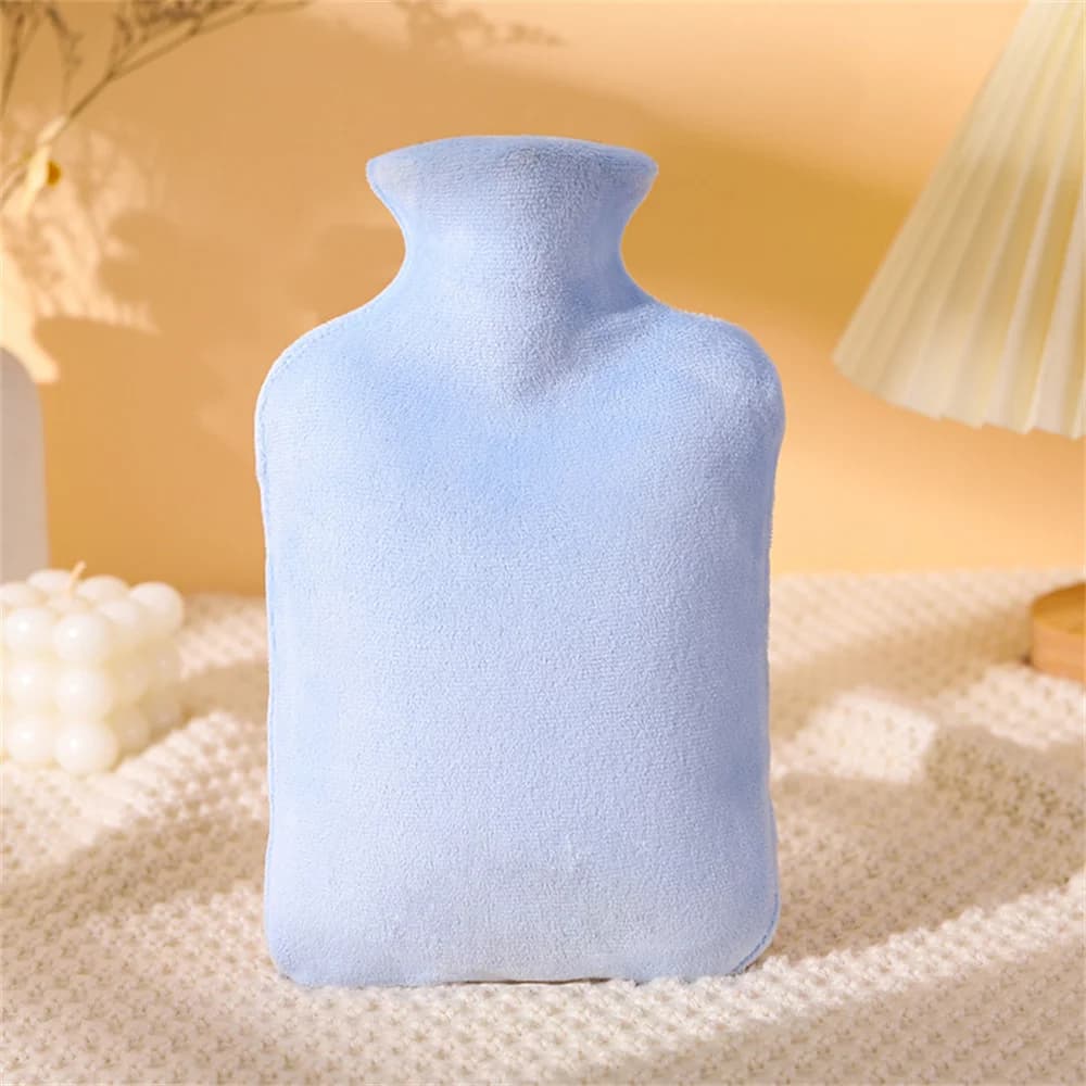 Bouteille d'eau chaude imperméable et anti-explosion pour l'hiver, avec housse en peluche amovible, 