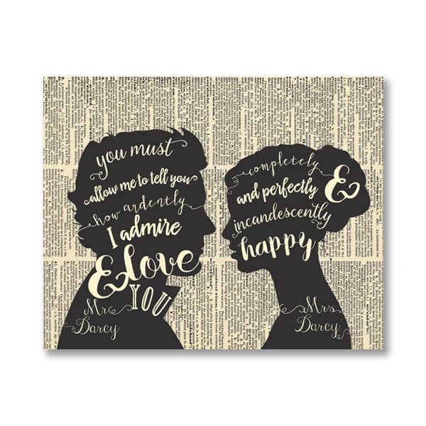 JANE AUSTEN – imprimés de citations de fierté et de prédictions, cadeau d'anniversaire romantique, M