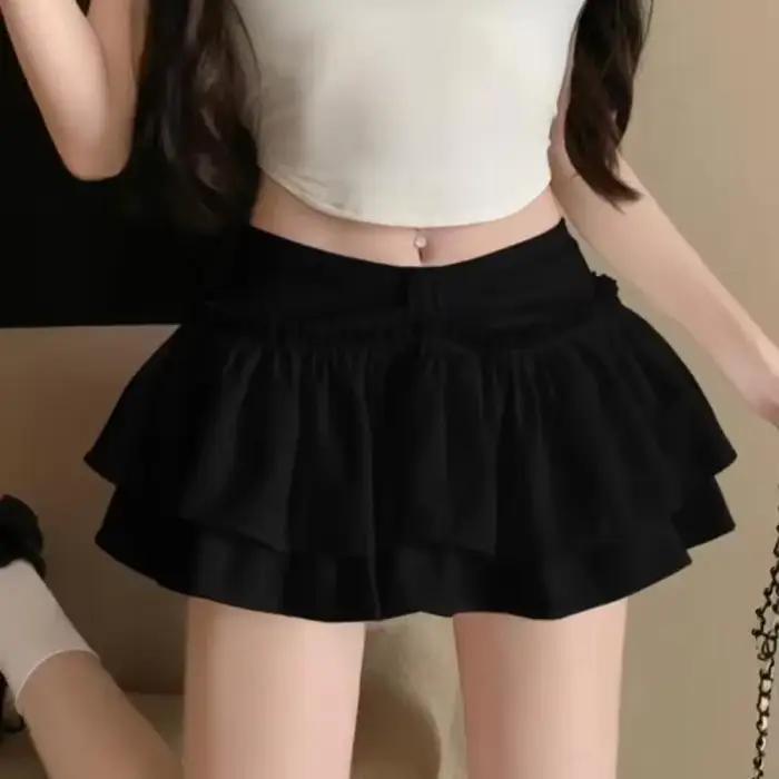 Mini-jupe coréenne chic kawaii style ballet à volants, jupe élégante taille haute élastique pour fem
