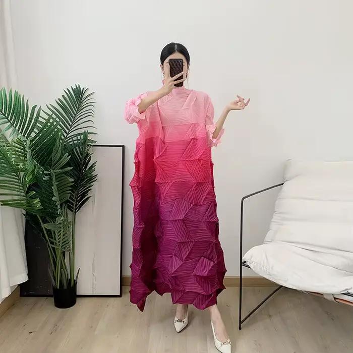 Robe plissée dégradée, nouvelle collection Printemps/Été 2026, jupe longue plissée diamant, vêtement féminin amincissant et élégant