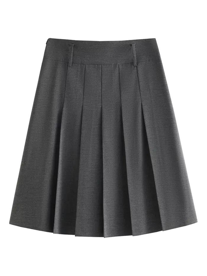 FSLE-Jupe plissée de style collégien pour femme, taille haute, ligne A décontractée, printemps 2025,