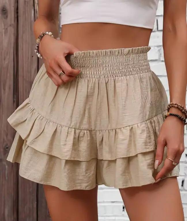 Été 2025 à la mode femmes jambes larges Shorts jupe décontractée pantalon drapé polyvalent confortab