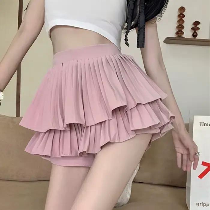 Mini jupe à volants à plusieurs niveaux pour femme, jupe courte en mousseline de soie fluide, tenue