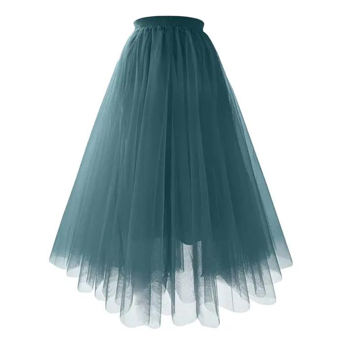 Jupe plissée en maille de couleur unie pour femmes, jupe trapèze, taille haute, demi-jupe en fil dou
