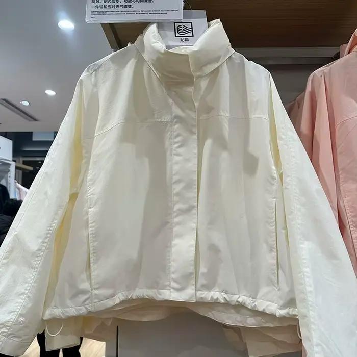 Veste coupe-vent pour femme printemps-automne, manteau tendance de haute qualité à capuche et col mo
