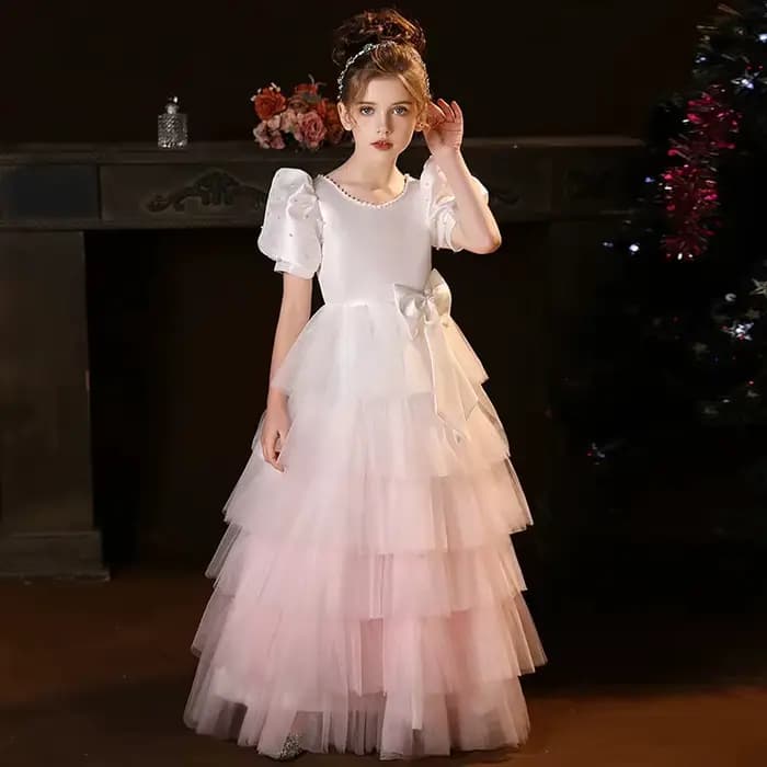 Robe longue filles robes de princesse Costumes hôte gâteau Tutu robe Costume mariage fleur fille ten