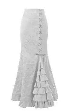 1 pièce/lot Jupe longue pour femme, style vintage rétro, coupe sirène, à volants, ajustée, à lacets,