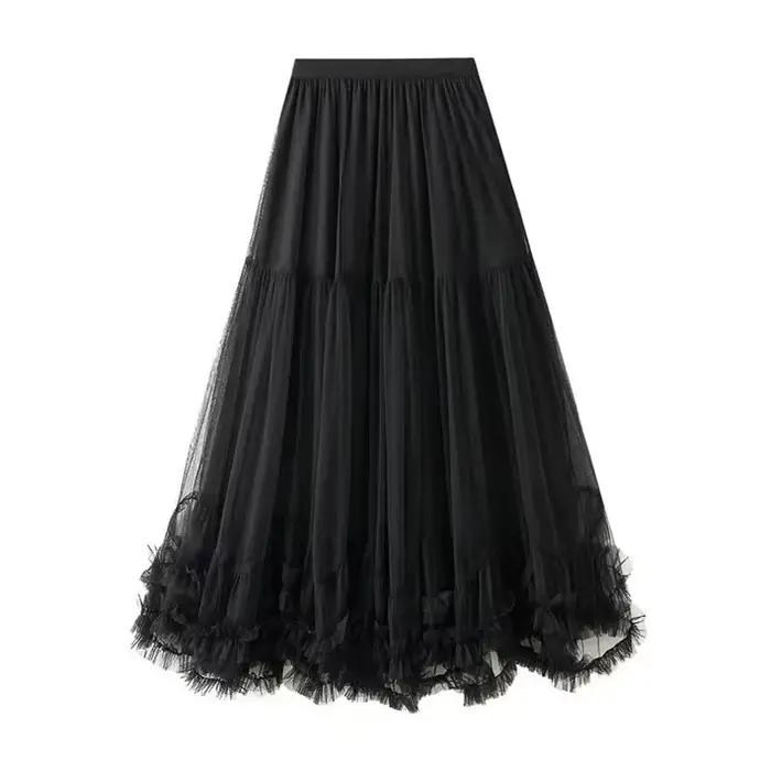 Maille taille haute jupe femmes mode coréenne Chic volants jupe élégante tout Match noir fête une li