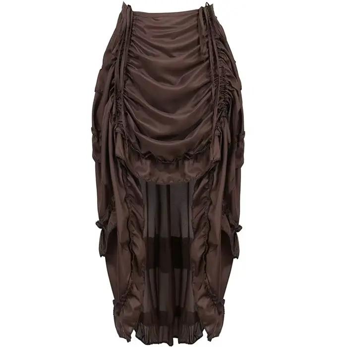 Jupe longue gothique Vintage pour femmes, Sexy, à volants hauts et bas, élastique, Corset plissé, St