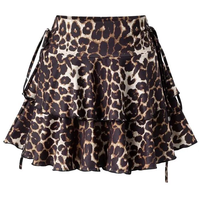 Nouvelle jupe imprimée léopard pour femme, mode estivale, polyvalente, taille haute, coupe ajustée,