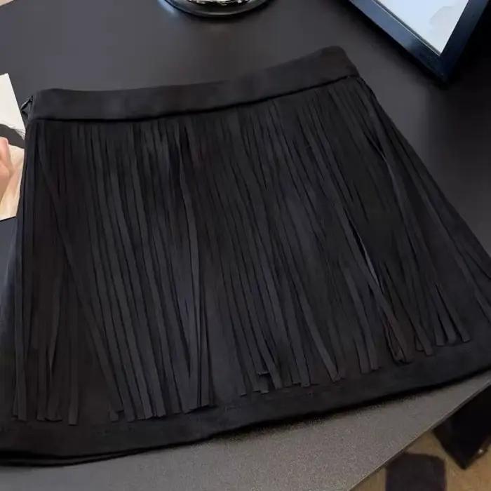 Jupe à franges rétro pour filles, nouvelle jupe Anti-exposition aux hanches, taille haute, Slim, pol