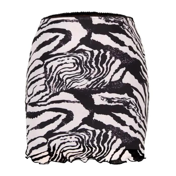 Jupe en gaze de maille imprimée GT pour femmes, taille haute, double, vêtements décontractés, éducat
