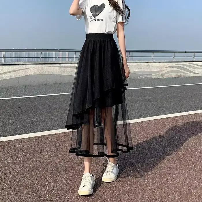 Jupe trapèze longue pour femme, jupes Maxi noires pour femme, offre Streetwear originale, luxe chaud