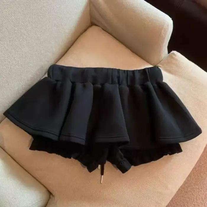 Jupe noire sexy pour femme, taille haute, coupe trapèze, mini-jupe bouffante