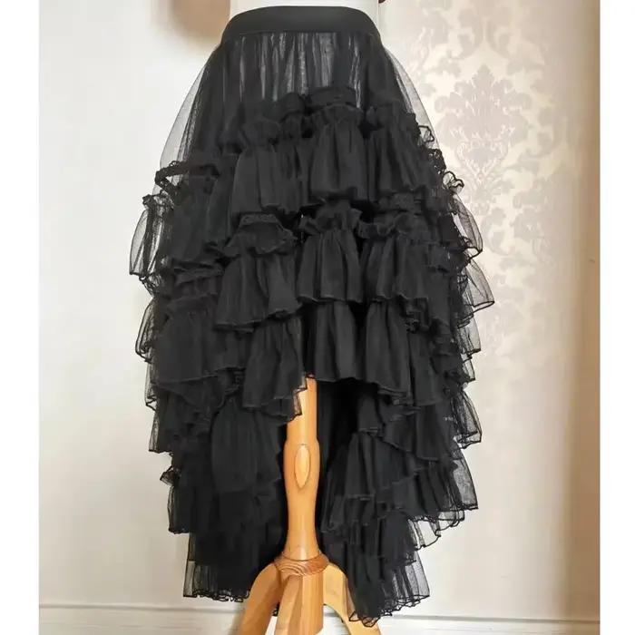 Gothique Lolita Layered Sweet Princess Mesh High Low Ruffled Underskirt, Women